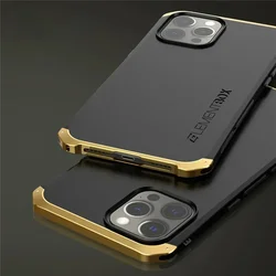 Shockproof Metal Armor Case for iPhone, Aluminum and PC Cover for iPhone 11 Xs, 12, 13, 14, 15, 16 Pro Max, 13 Mini, 14 Plus, Xr