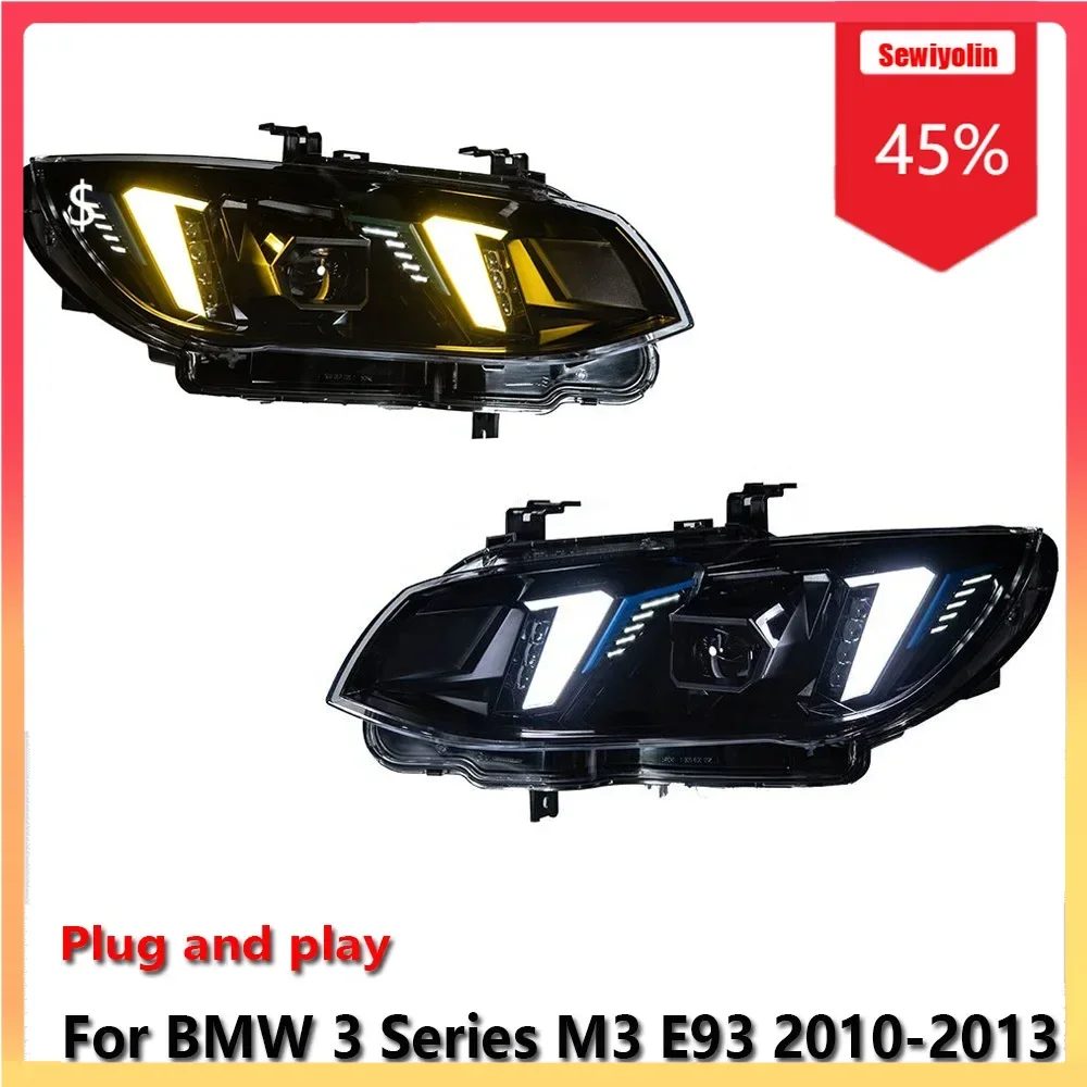 

Автомобильные светодиодные фары в сборе для BMW 3 серии M3 E93 2010-2013, двухцветные противотуманные фары DRL, стоп-сигналы поворота Plug and Play