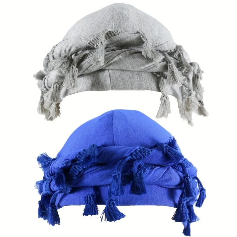 Women's Fashion Slouchy Beanie Hat with Tassel Edge Turban Hat Soft Head Wrap Cap Personalized Hair Care Twist Tail Hat