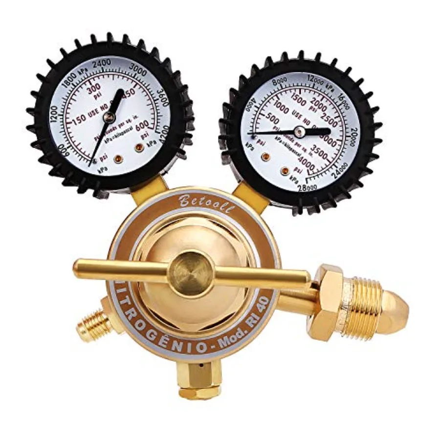 

BETOOLL Nitrogen Regulator with 0-600 PSI Delivery Prure Equipment Brass Inlet Outlet Connection Gauges