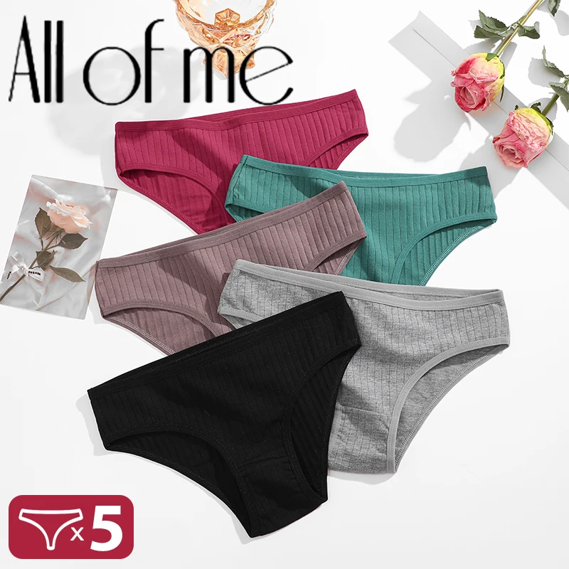 5PCS/Set Cotton Panties Women Underwear Sexy Lingerie Panty Female Lingerie Briefs Solid Color Panty Underpants Intimate XS-7XL