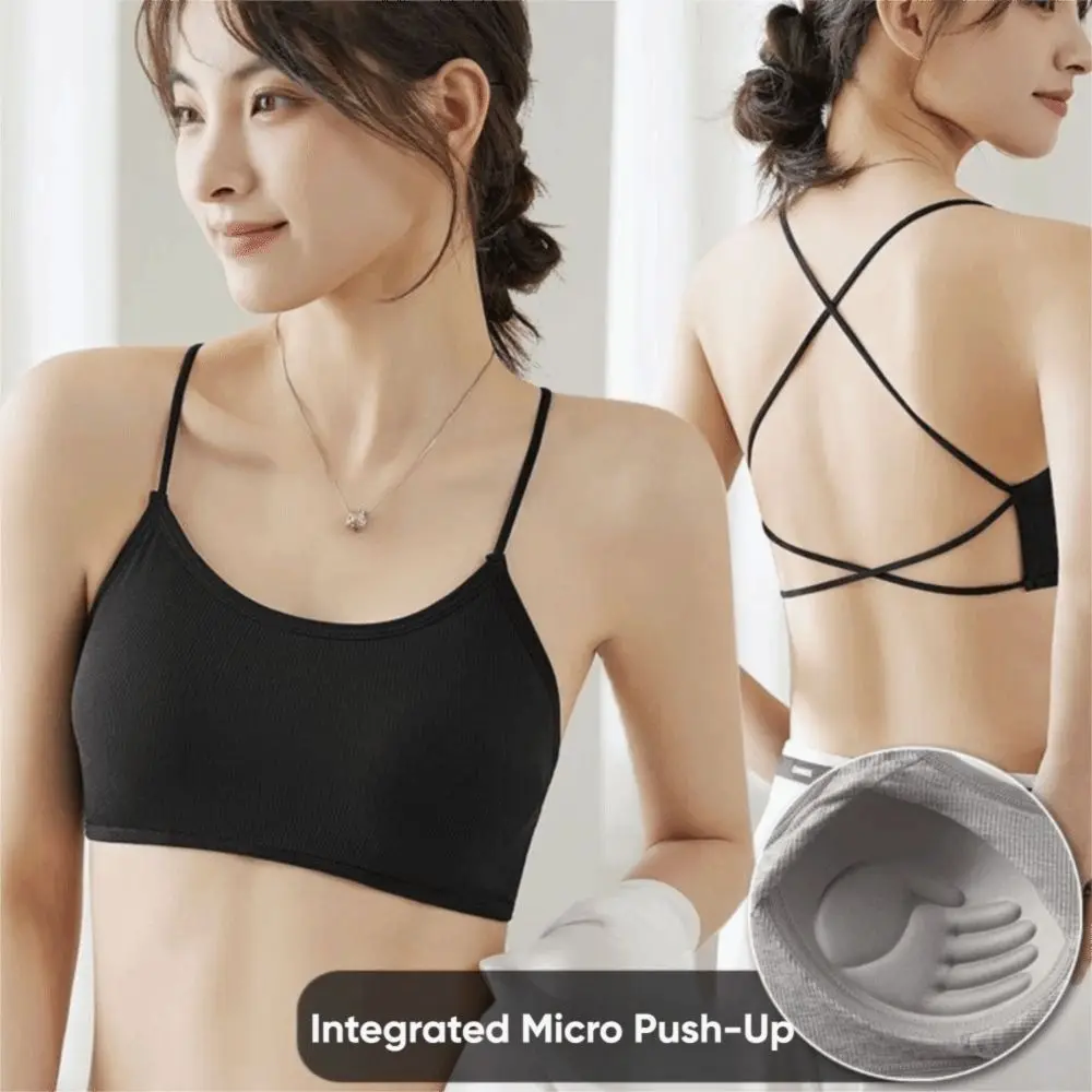 

Comfortable Cross Back Cross Strap Sports Bra Breathable Shock Resistant Camisole Thin Push Up Women's Lingerie Running Exercise