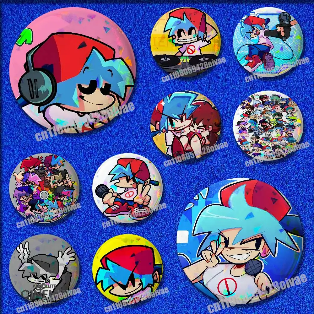 

Game F-Friday Night Funkin Insignia Badge Cover For Brooch Button Round Pins Decoration 32mm 44mm 58mm