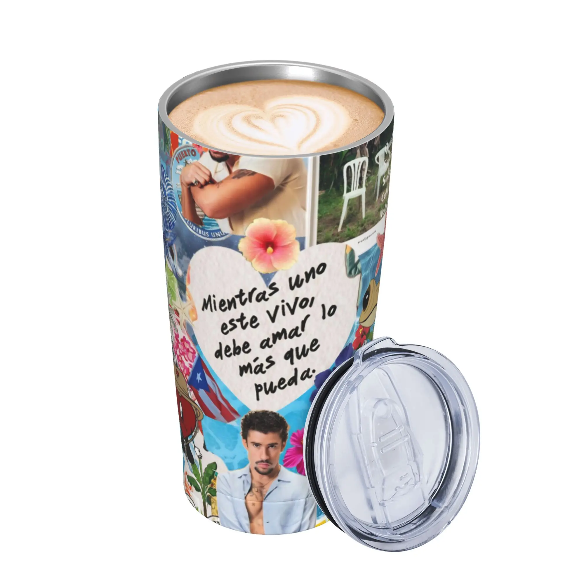 Bad Bunny DTMF Tour 2026 Tumbler Vacuum Insulated  Coffee Cups with Lid Straw School Mug Water Bottle 20oz