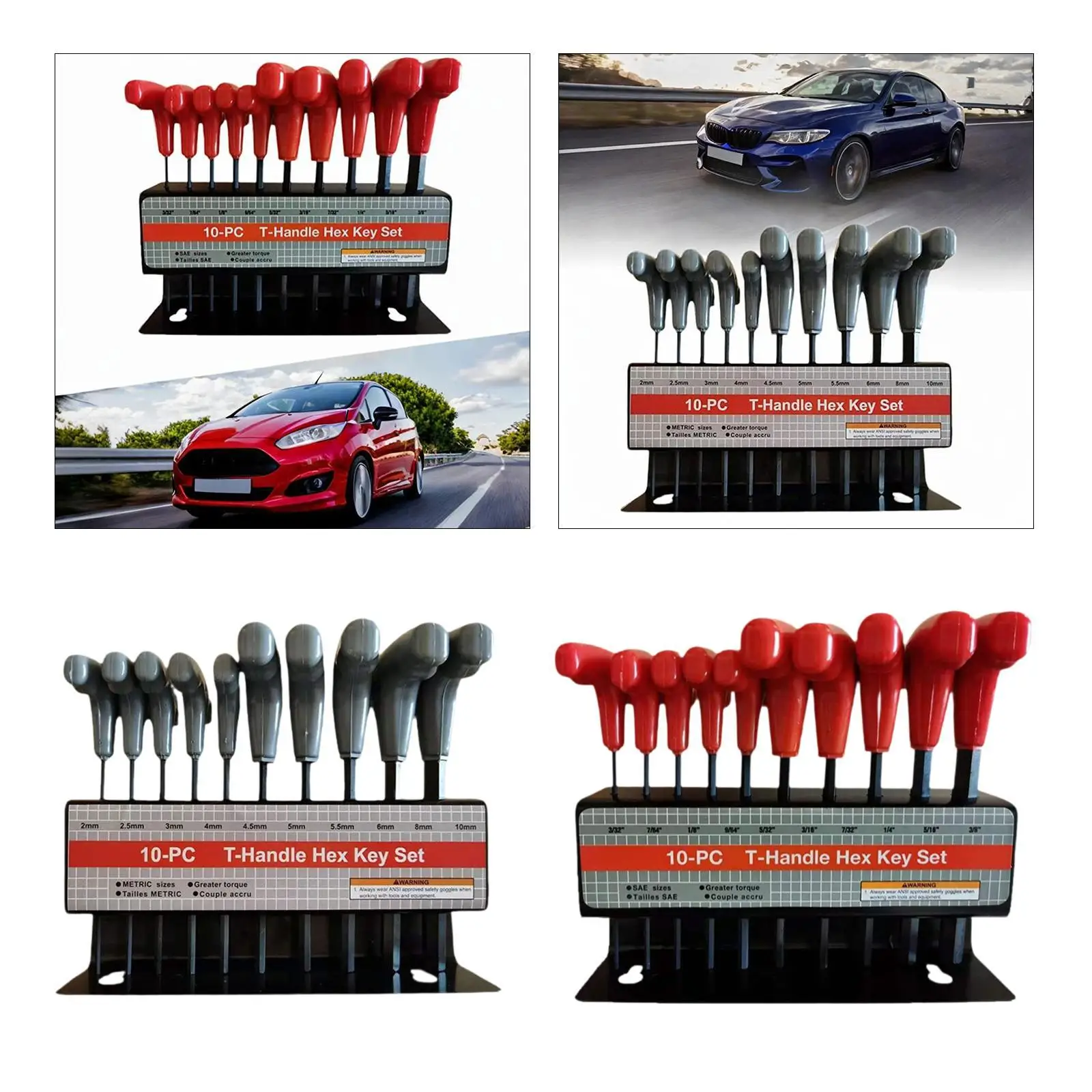 

10Pcs Generic T Handle Allen Wrench Set Performance Tool Hexagon Spanner Set