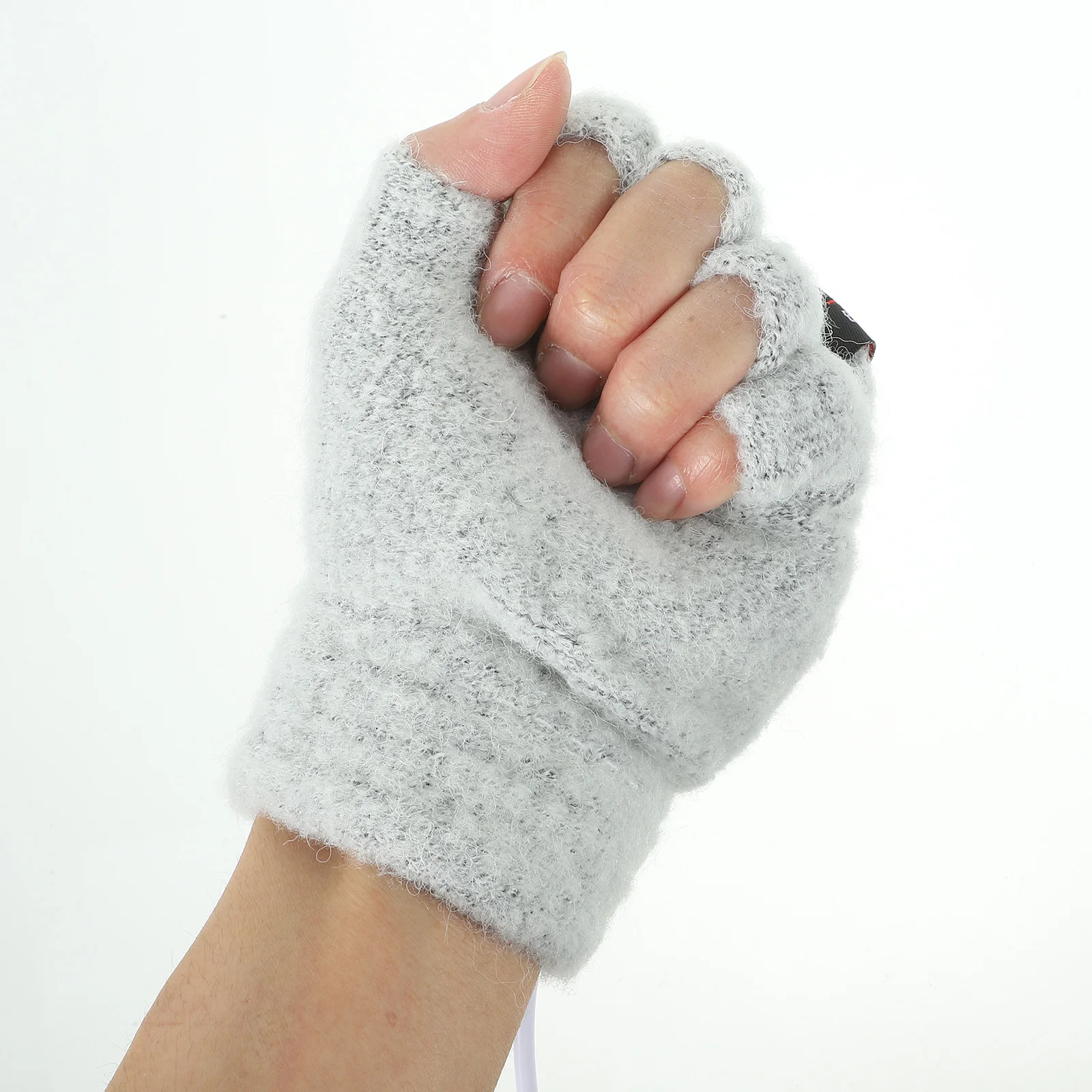 

Heating Gloves Heated Mitten Knit Winter Hands Warmer Electric Typing Half Finger Fingerless Laptop USB Thermal Stretchy