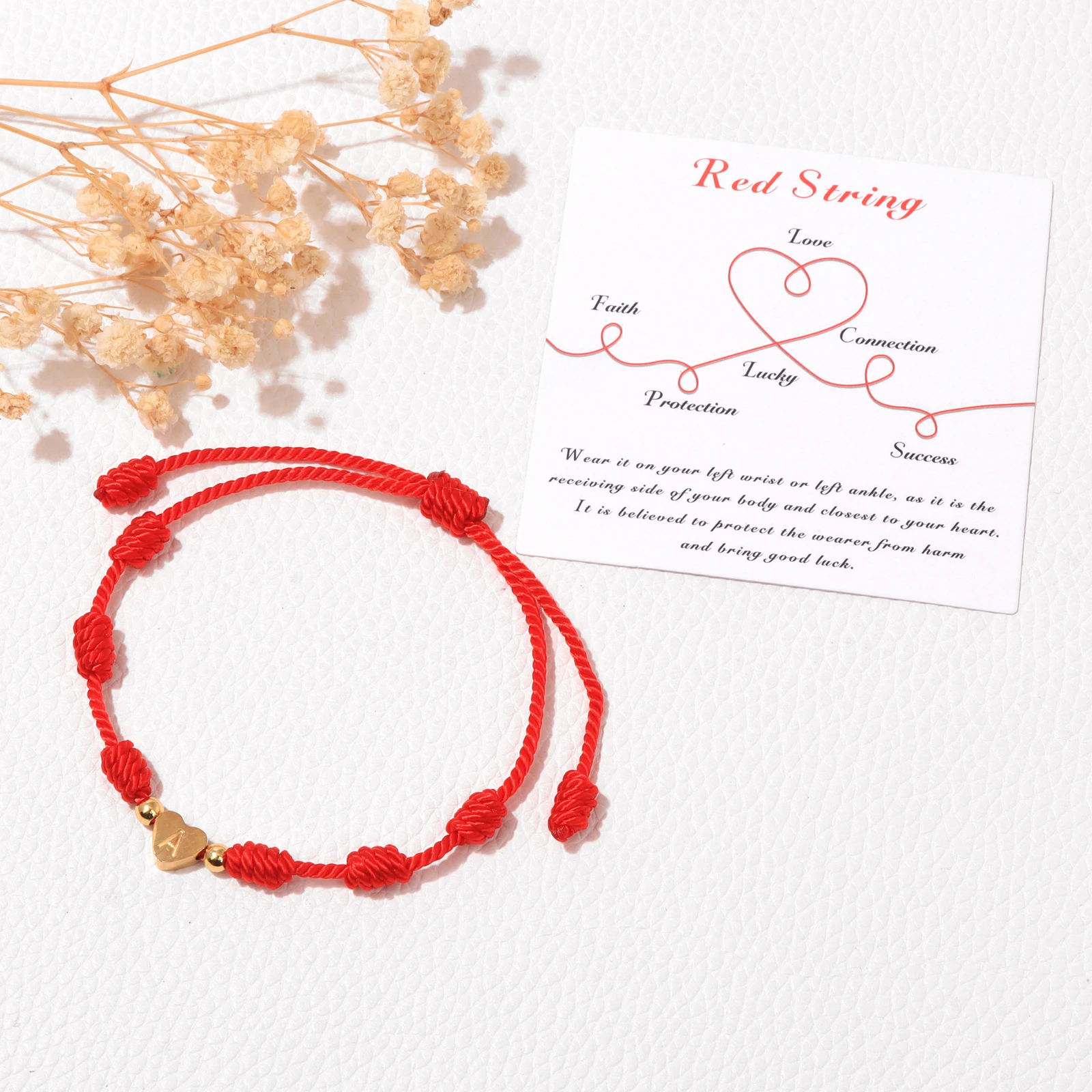 الذهب اللون A-Z 26 رسائل سحر سوار الأحمر سلسلة حبل مضفر سوار قابل للتعديل مع بطاقة اليدوية الإسورة مجوهرات هدايا #4
