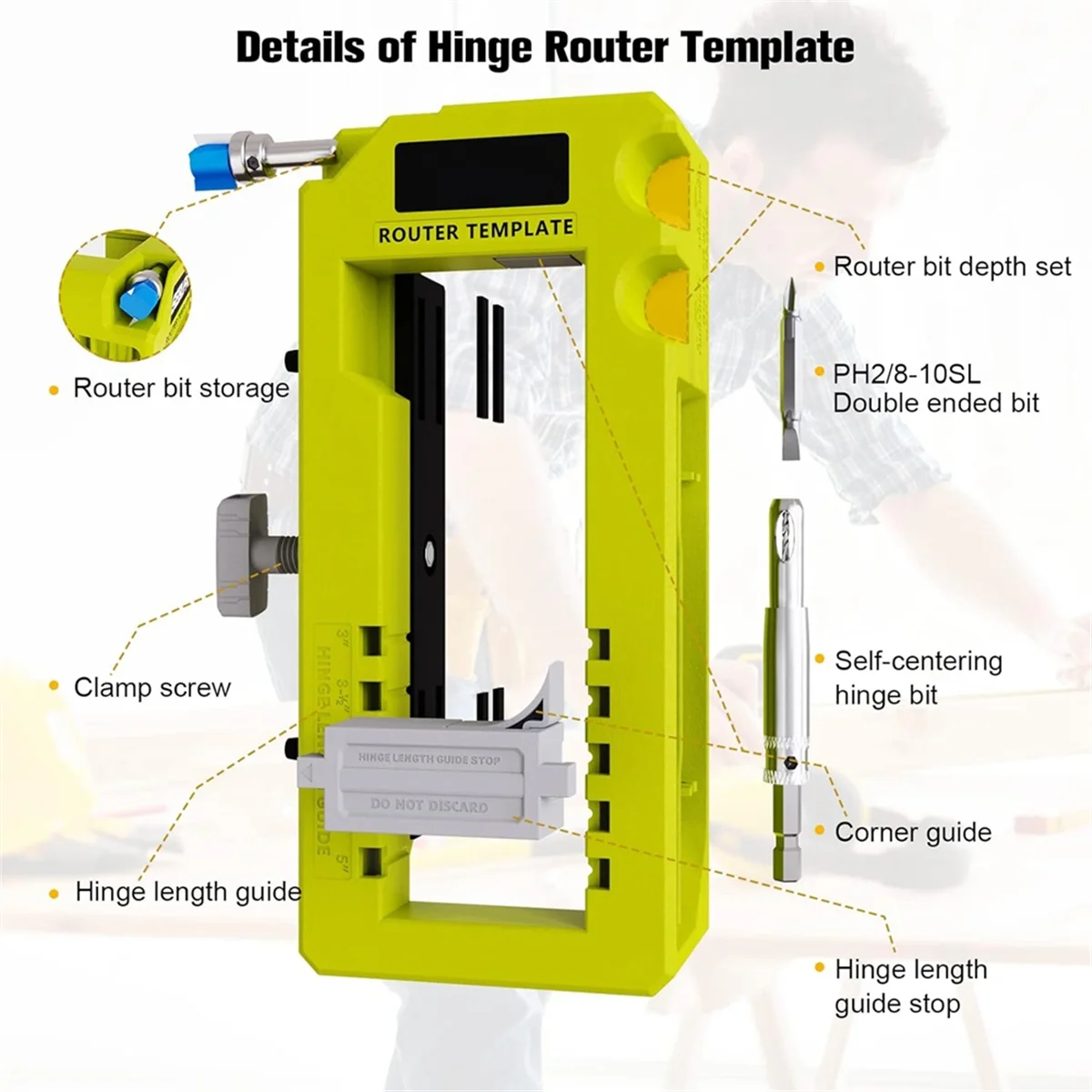 Door Hinge Jig, Door Hinge Mortiser, Hinge Installation Kit, Door Hinge Router Template for 3inch to 5inch Hinges