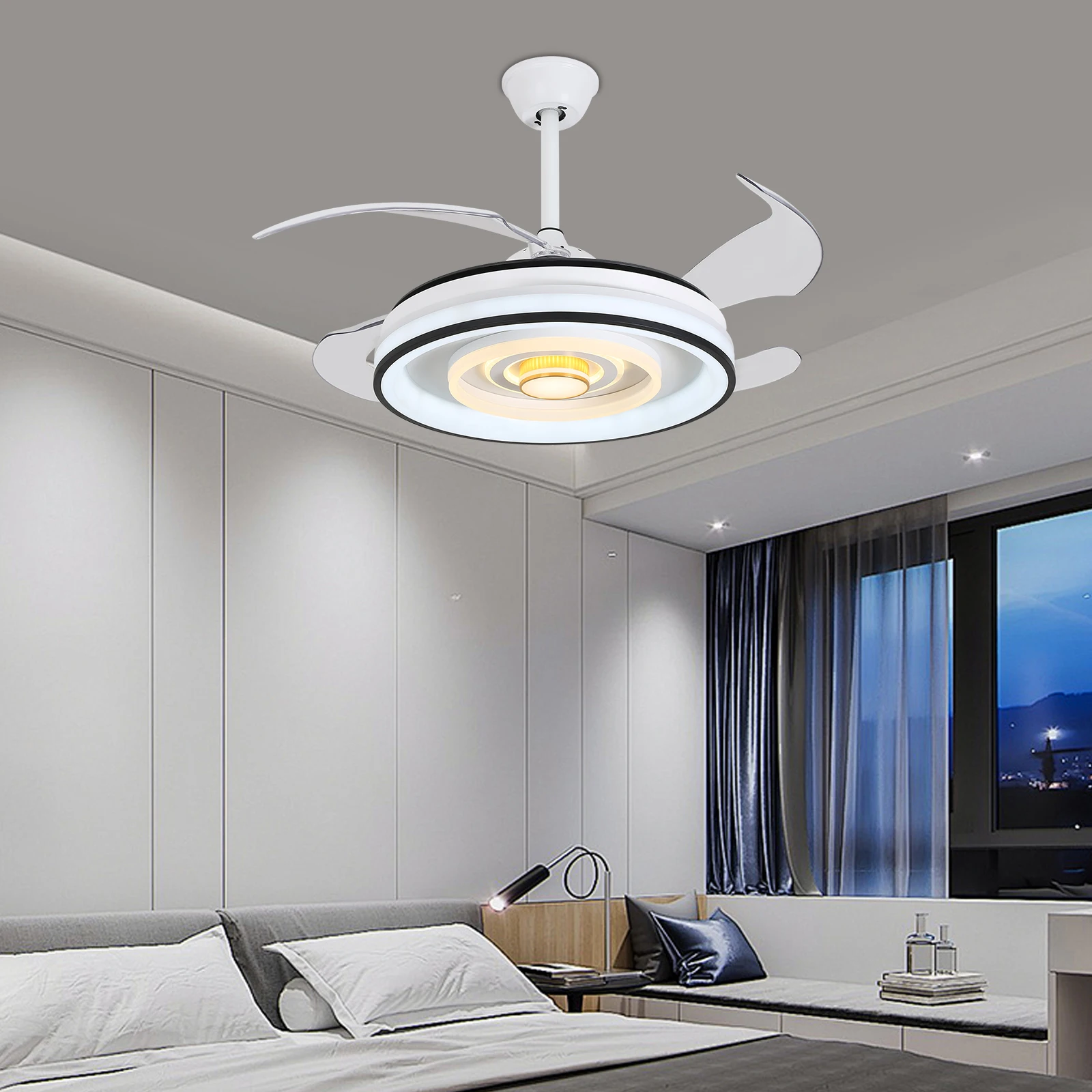 

Flush Mount Ceiling Fan with Lights Remote Control, 42 Inch Ceiling Fan Light, Ceiling Fan Light With Dimmable LED Light