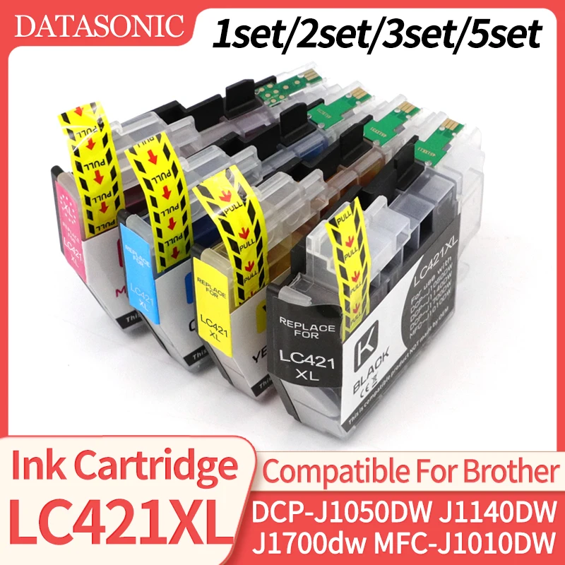 

1~5set LC421XL LC421 Compatible Ink Cartridge For Brother 421XL LC 421 DCP-J1050DW DCP-J1140DW MFC-J1010DW DCP-J1800dw Printer
