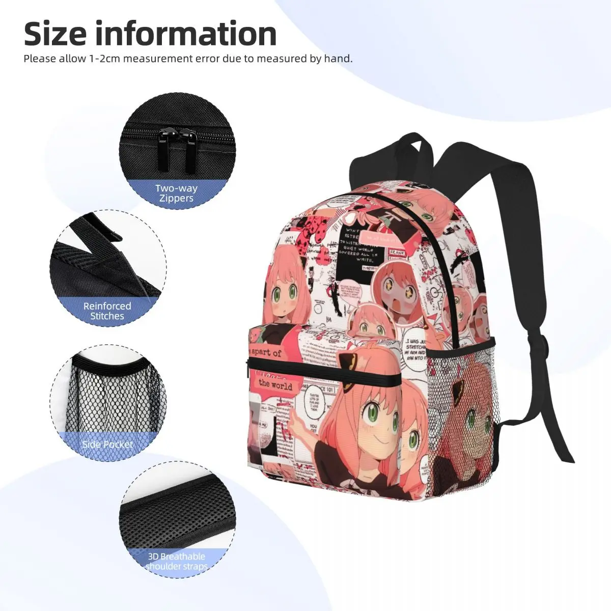 Anime Spy X Family Anya Forger Student Backpack School Bag Hiking Travel Daypack for Boys Girls Fashion Bookbag Shoulder Bags