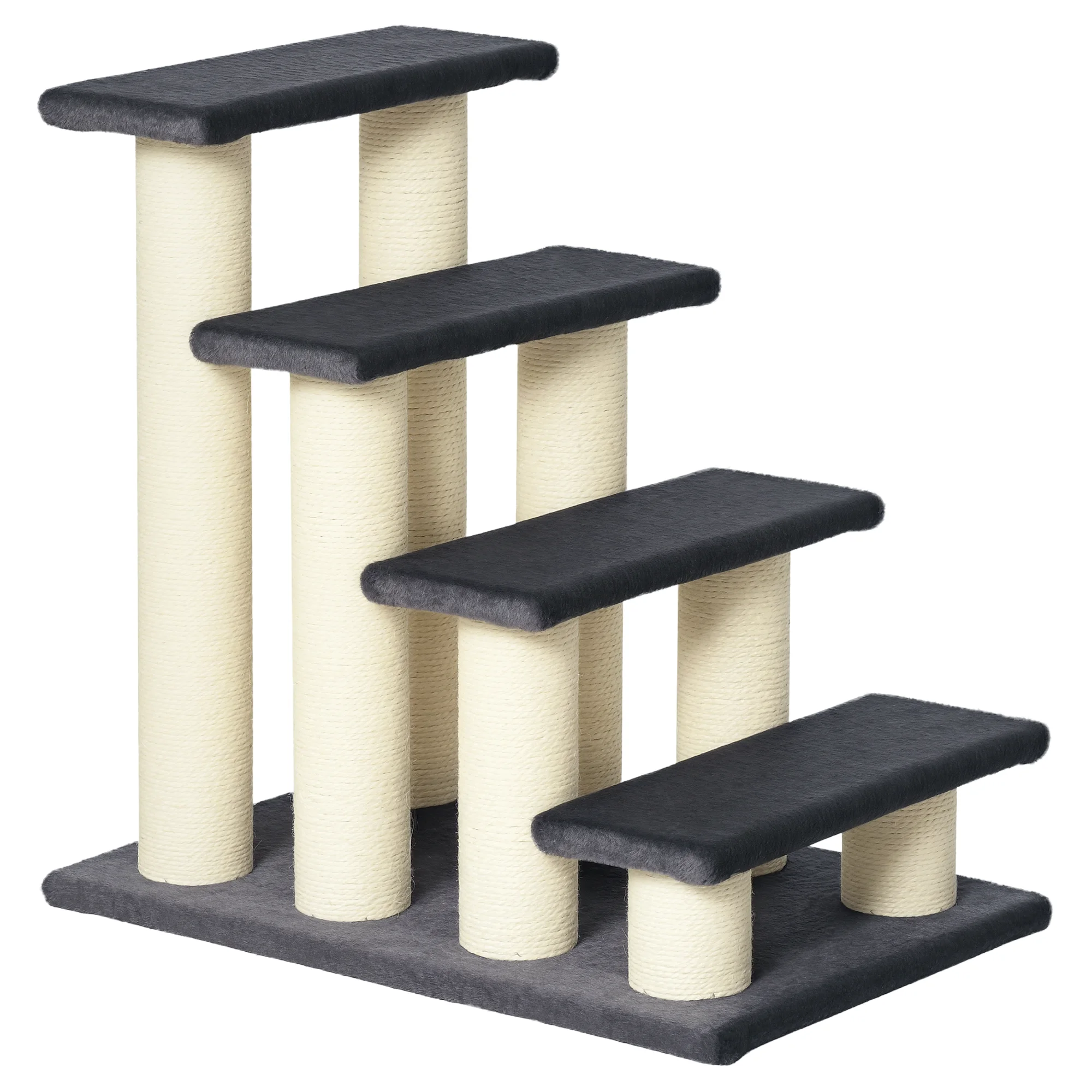 PawHut Escalera para Mascotas 60x42x61cm Cubierta de Peluche Rascador de Sisal