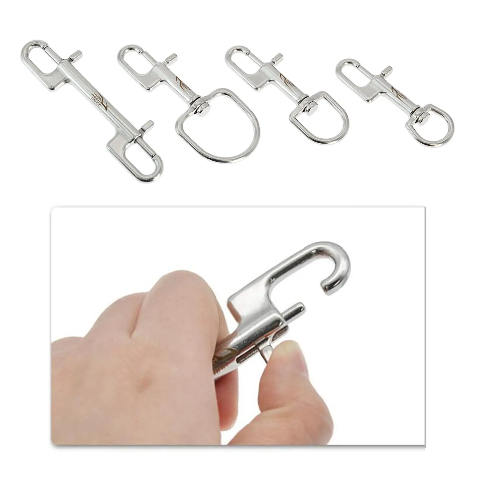 Stainless Steel Swivel Carabiner Diving Clips Marine Boat Material Spring Buckle Chains, Dog Tie-Out Cable,