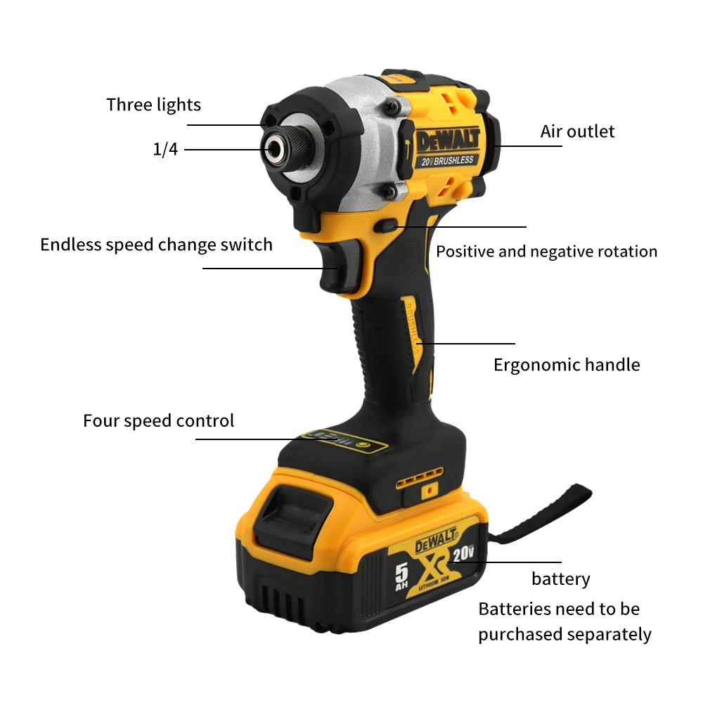 DEWALT DCF860 20V MAX agli ioni di litio ricaricabile multifunzionale senza spazzole trapano elettrico utensile elettr 282Nm 20V