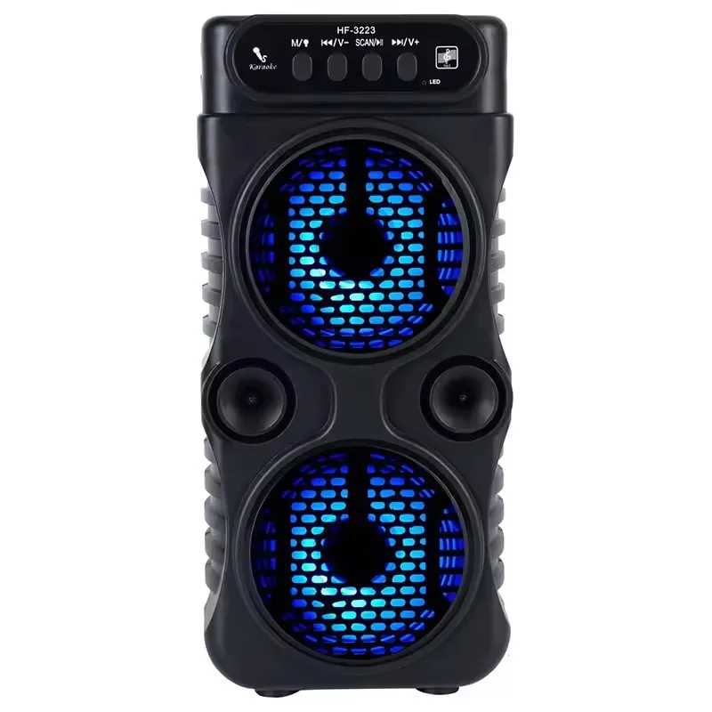 Outdoor Portable Wireless Speaker Dual 3 Inches Music Stereo Subwoofer Bass USB Power Supply For Dancing Party Family Karaoke