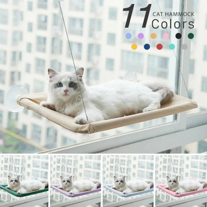 20KG Capacity Hanging Cat Hammock Bed with Sunny Window Seat for Large Cats Comfortable Climbing Frame Pet Accessories