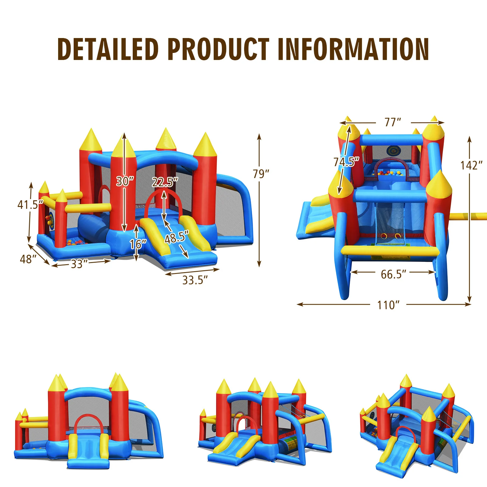 Inflatable Bounce House Slide Jumping Castle Soccer Goal Ball Pit Without Blower