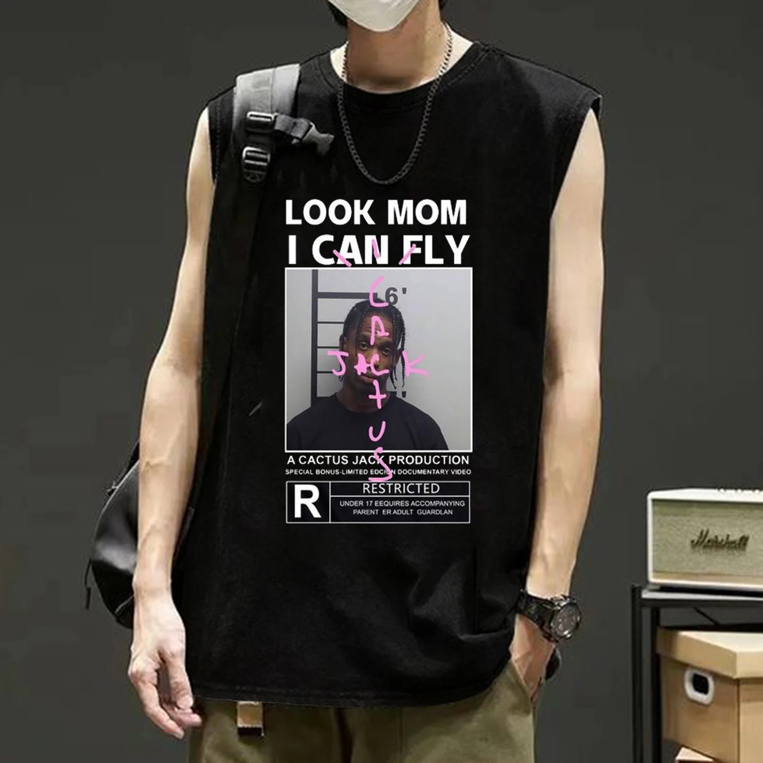 

Cactus Jack Sleeveless Tshirt Summer Streetwear Mens Hot Sale Look Mom I Can Fly T Shirt Men Women Hip Hop Style Tank Tops Tees