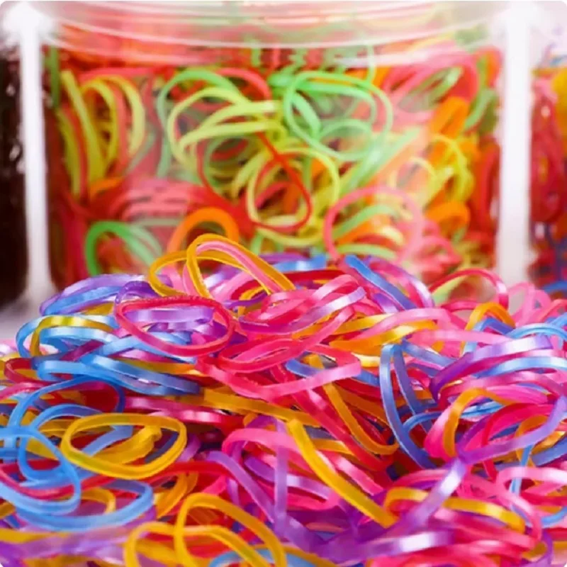Colorful Disposable Hair Bands Scrunchie for Kids Girls Elastic Rubber