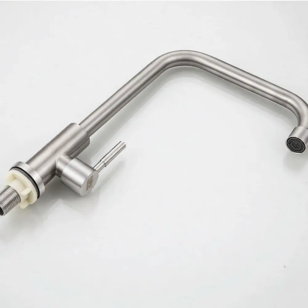 Durable 304 Stainless Steel Kitchen Sink Faucet Single Cold Tap Brushed Finish Copper Valve Core Professional Fixture