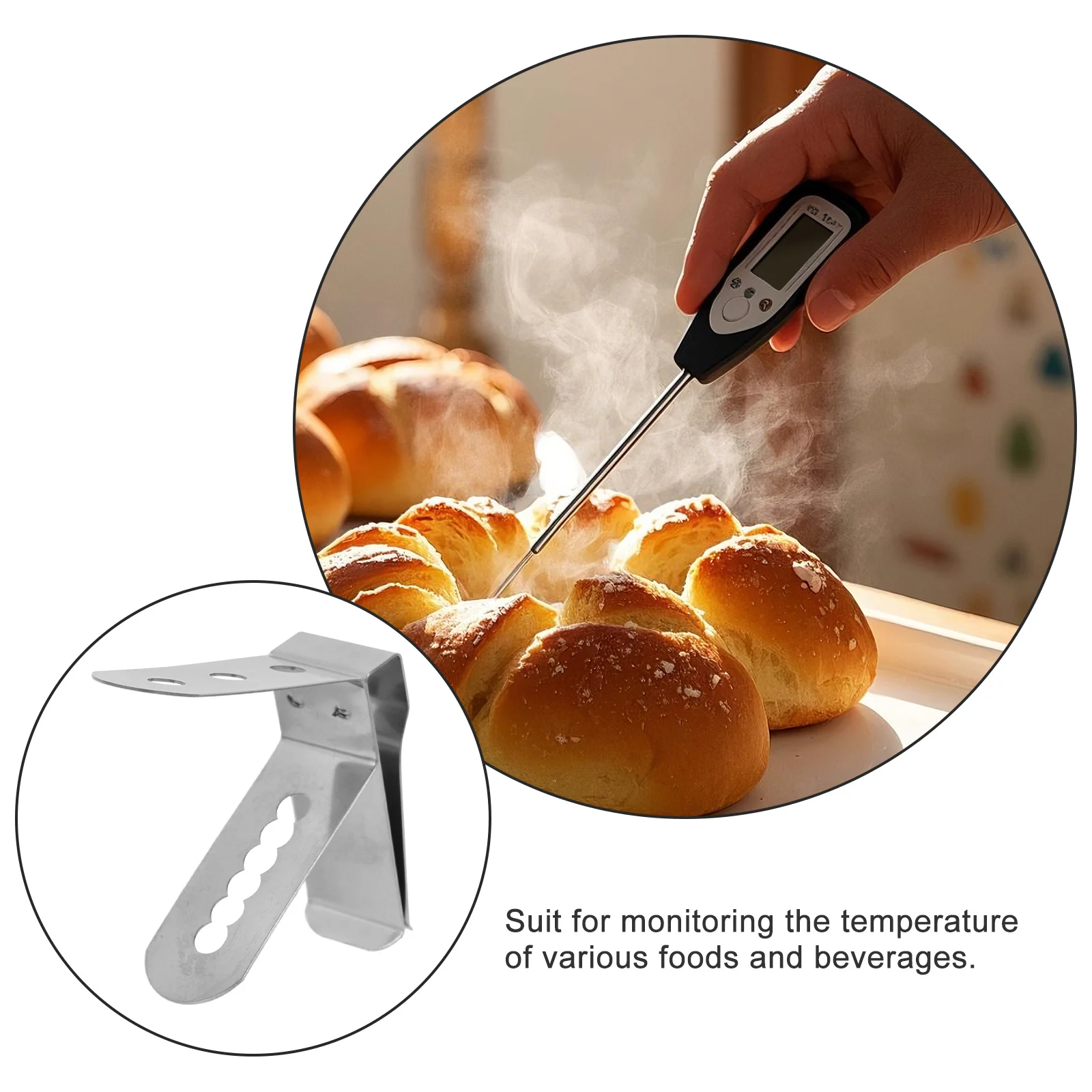 

5Pcs Food Thermometer Clip Stainless Steel Probe Holder for Bbq Grill Oven Candy Making Milk Jam Temperature Reading Accessory