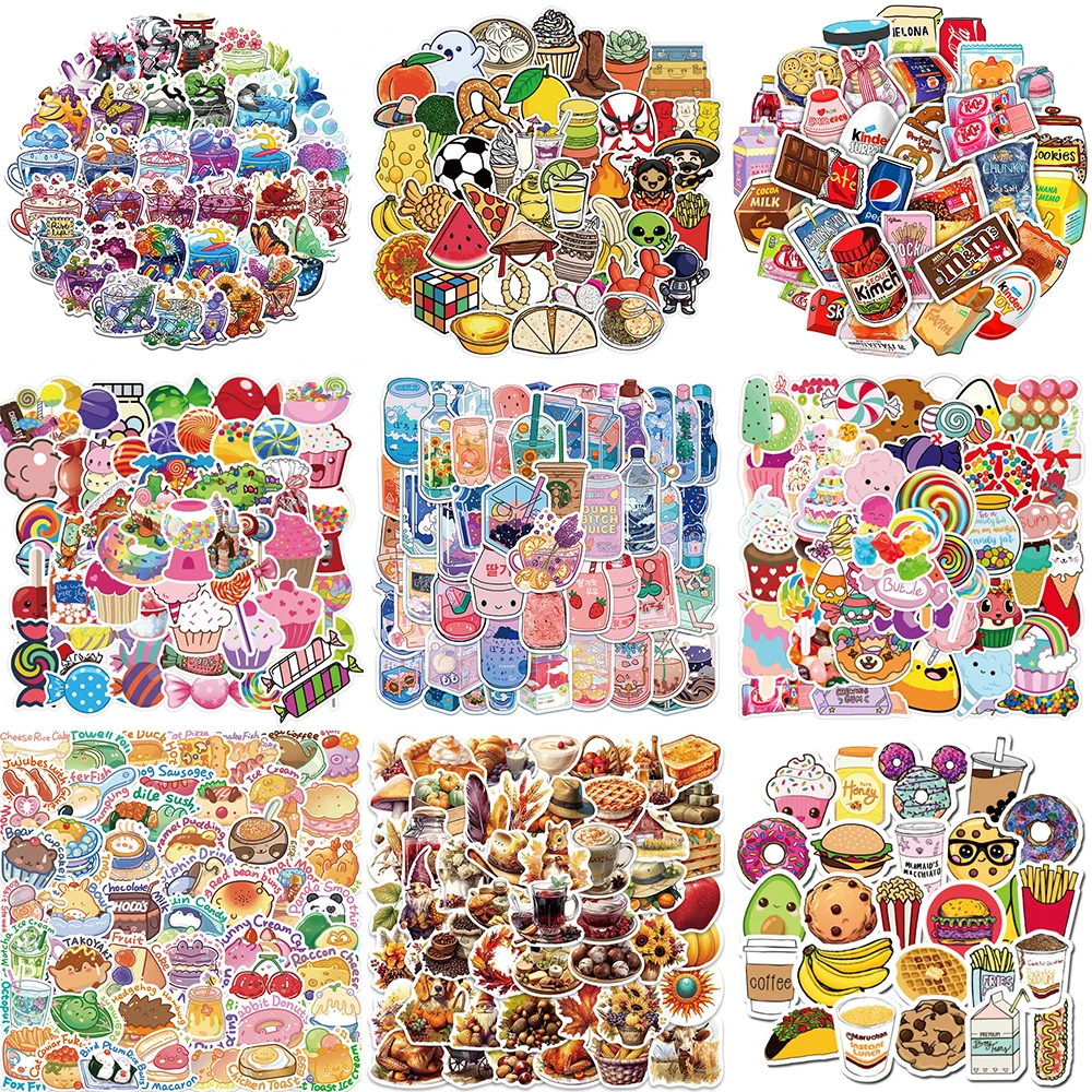 10/30/50PCS Cartoon Food Juice Sticker Series Creative Fruit Graffiti Helmet Laptop Cup Suitcase Skateboard Decoration Wholesale