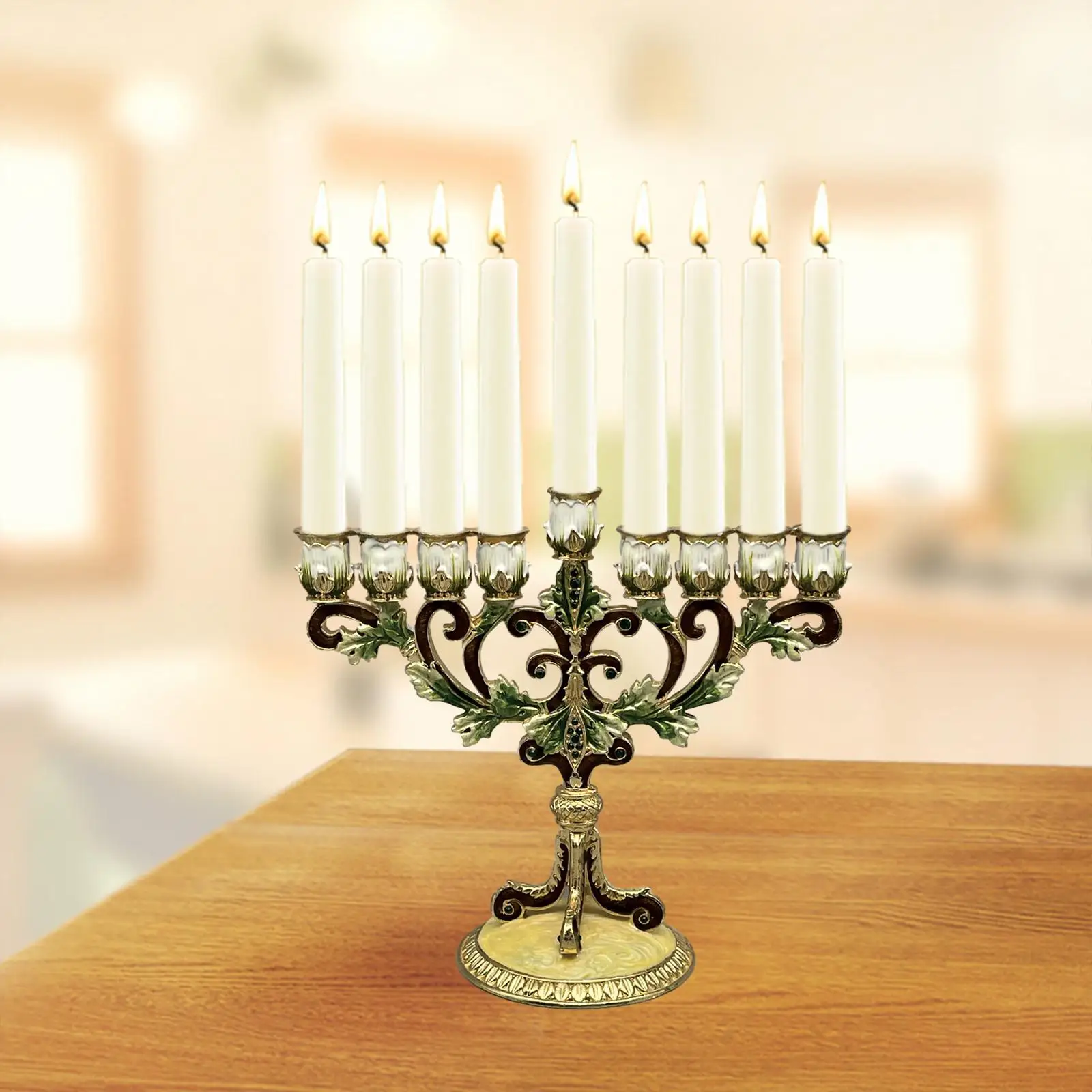 חנוכייה צבועה בעבודת יד שולחנית מסורתית 9 קנים חנוכייה צבועה בעבודת יד שולחנית מסורתית 9 קנים