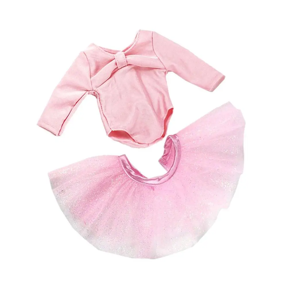 Conjunto de Dança de Balé para Meninas, Vestido com Saia Rosa, Roupas para Bonecas de 18 Polegadas, Conjunto de Algodão para Guarda-Roupa de Bonecas