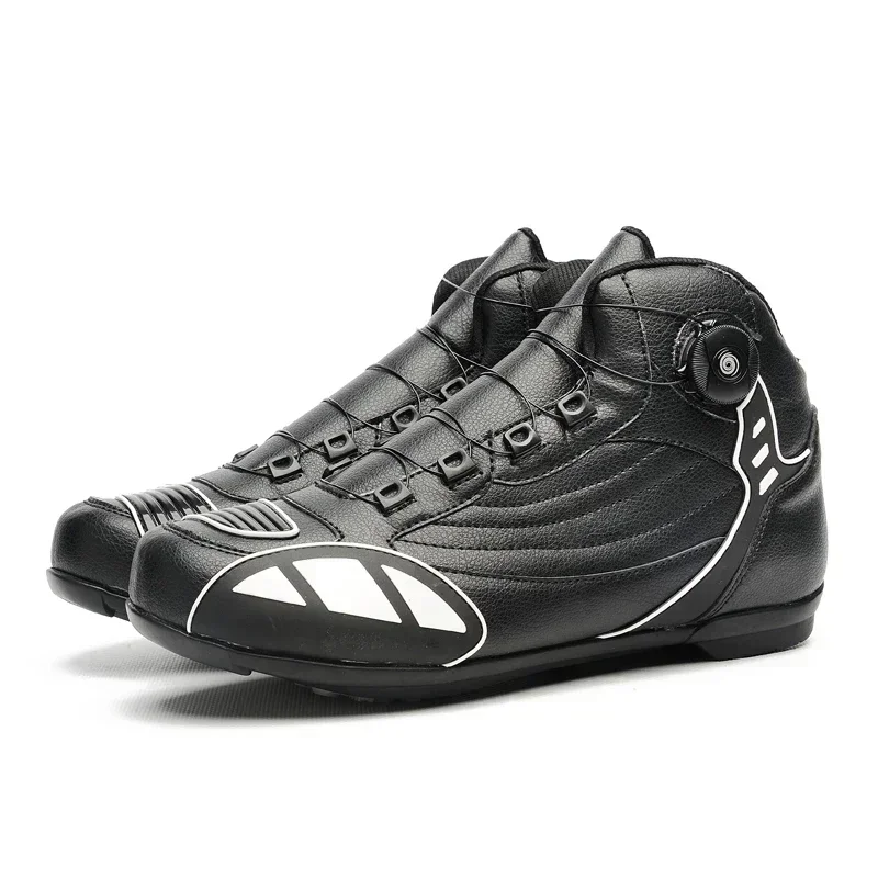

Motorcycle Riding Shoes Leather Waterproof Quick Lacing Riding Boots for Men and Women Black Leather Biker Shoes Motocross Boots