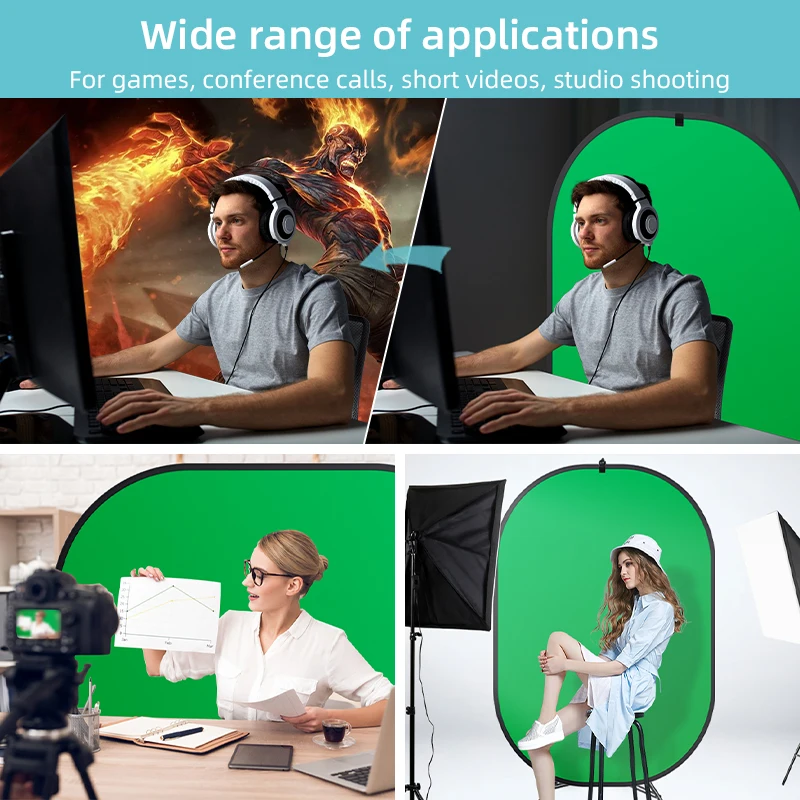 خلفية 59inx7 9in/1.5 متر x 2 متر مزدوجة أخضر/أزرق قابلة للطي كروما مفتاح أخضر خلفية مع عاكس ل يوتيوب الغذاء الفيديو والصور