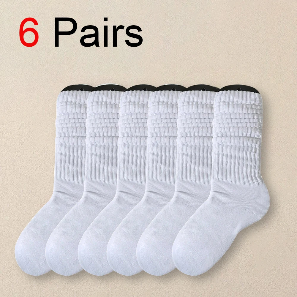 6 Pairs Pleated Mid Length Socks Women\'s Fashion Lolita Bubble Socks Comfort Non Pilling Autumn Versatile Girl Pleasure Socks