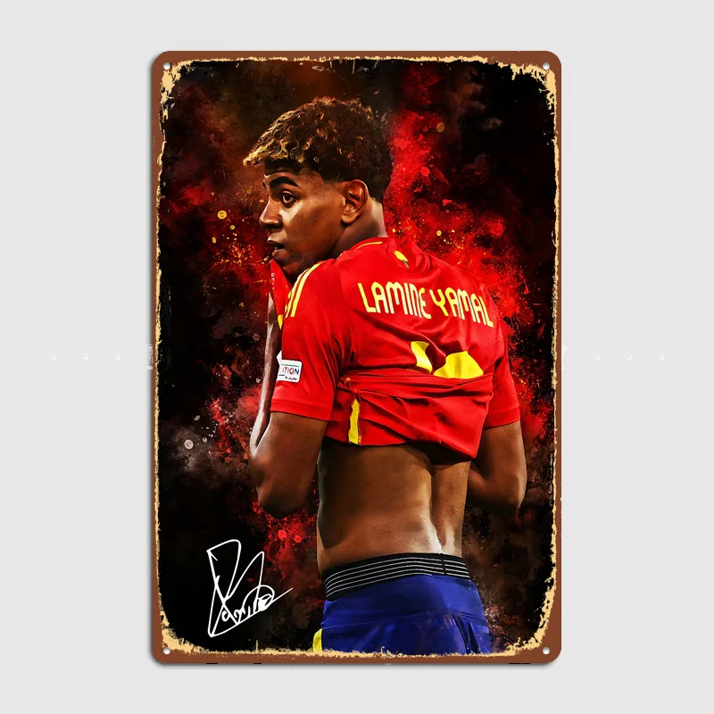 Lamine Yamal Football Player Poster Metal Posters Living Sign Indoor Outdoor Room Decoration Home Bar Decor Wall Decor
