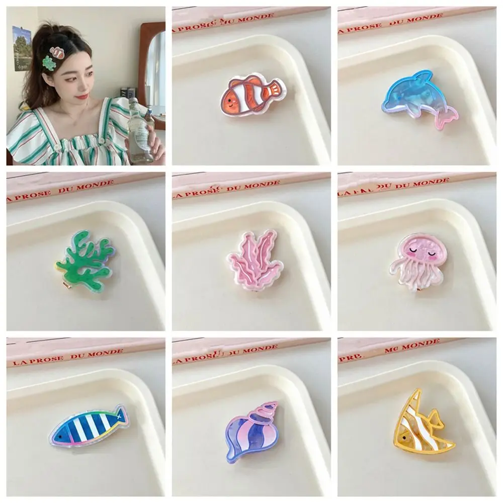 Elegant Conch Ocean Fish Hairpin Jellyfish Coral Dolphin Hair Clips Animal Cartoon Animal Duckbill Clip Female/Children