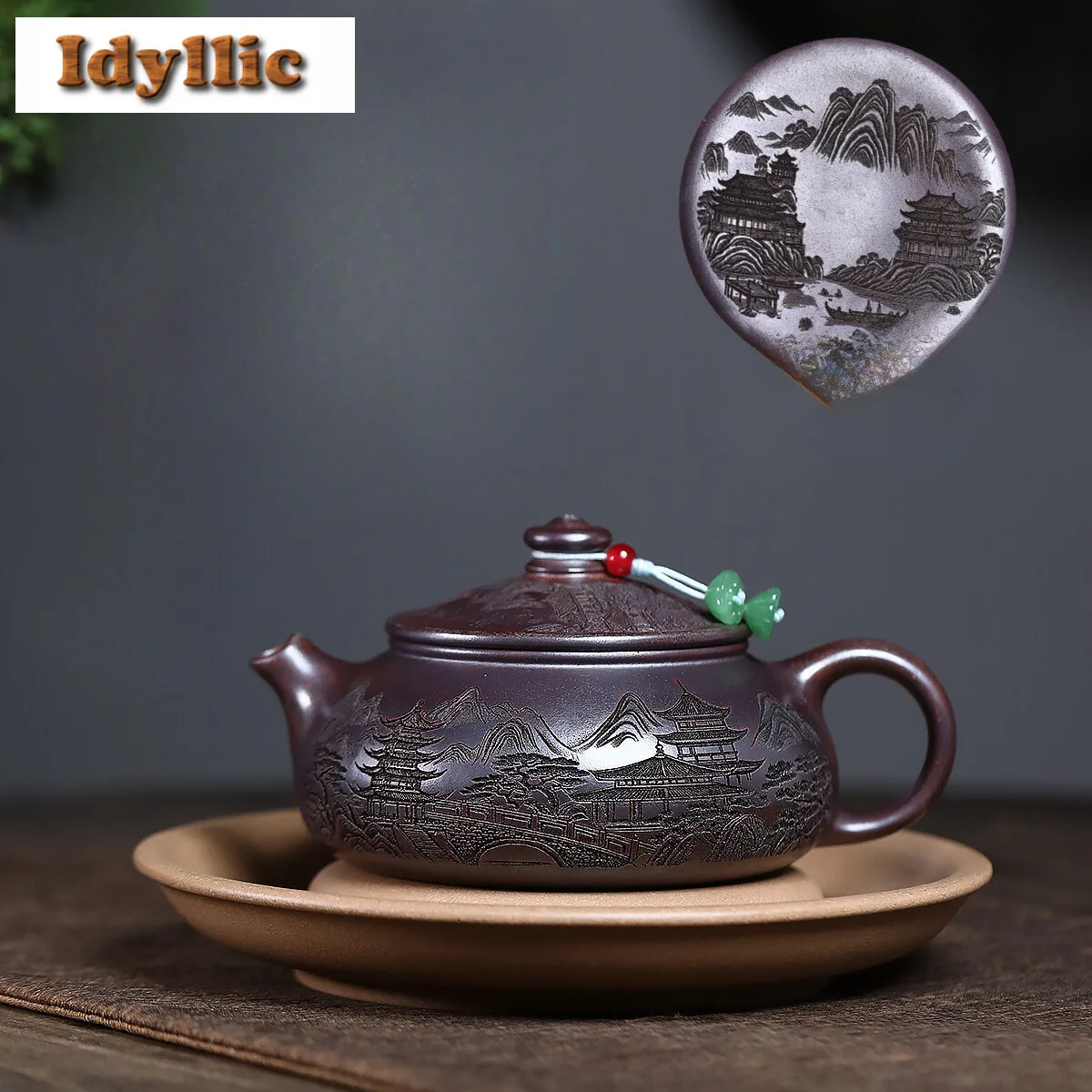 

250ml Yixing Purple Clay Teapots Handmade Carved Han Jiang Pot Raw Ore Wood-fired Porcelain Mud Kettle With Filter Zisha Tea Set