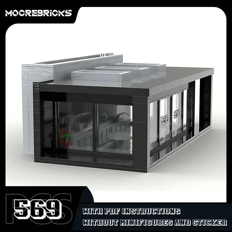 Blocos de montagem de blocos para crianças, Modelo moderno de café, Arquitetura Urbana, Pequenas partículas, Puzzle Toy, Série Coleção