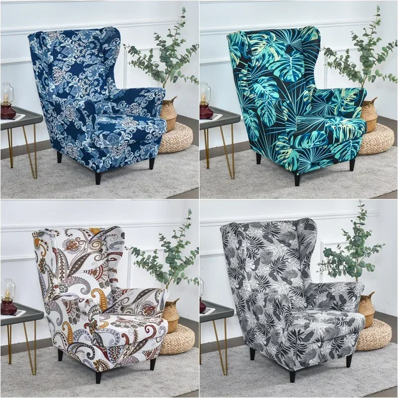 

Tropical Plant Wing Chair Cover Elastic Spandex Relax Armchair Covers Nordic Removable Sofa Slipcover Furniture Protector Cover