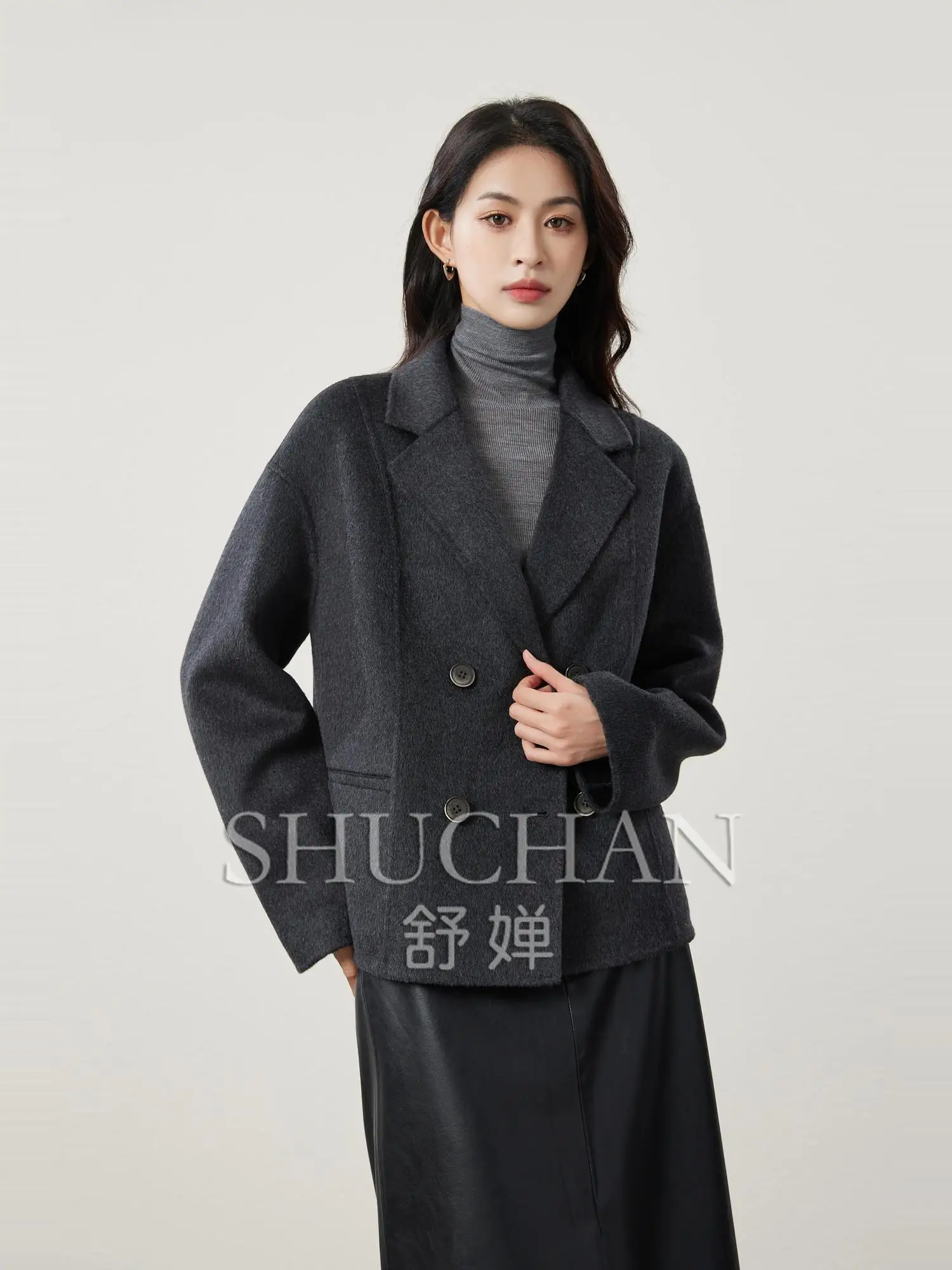 

91.1% Wool 9% Cashmere Double-sided Coat Women 2024 Autumn and Winter Jackets for Women Abrigos Para Mujer