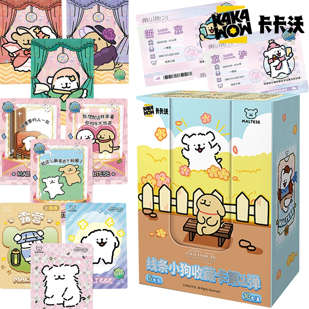 

New Original KAKAWOW Maltese Collection Cards Fun and Creative Cartoon Puppy Goldplay Theme Game Cards Table Toy Gift for Family