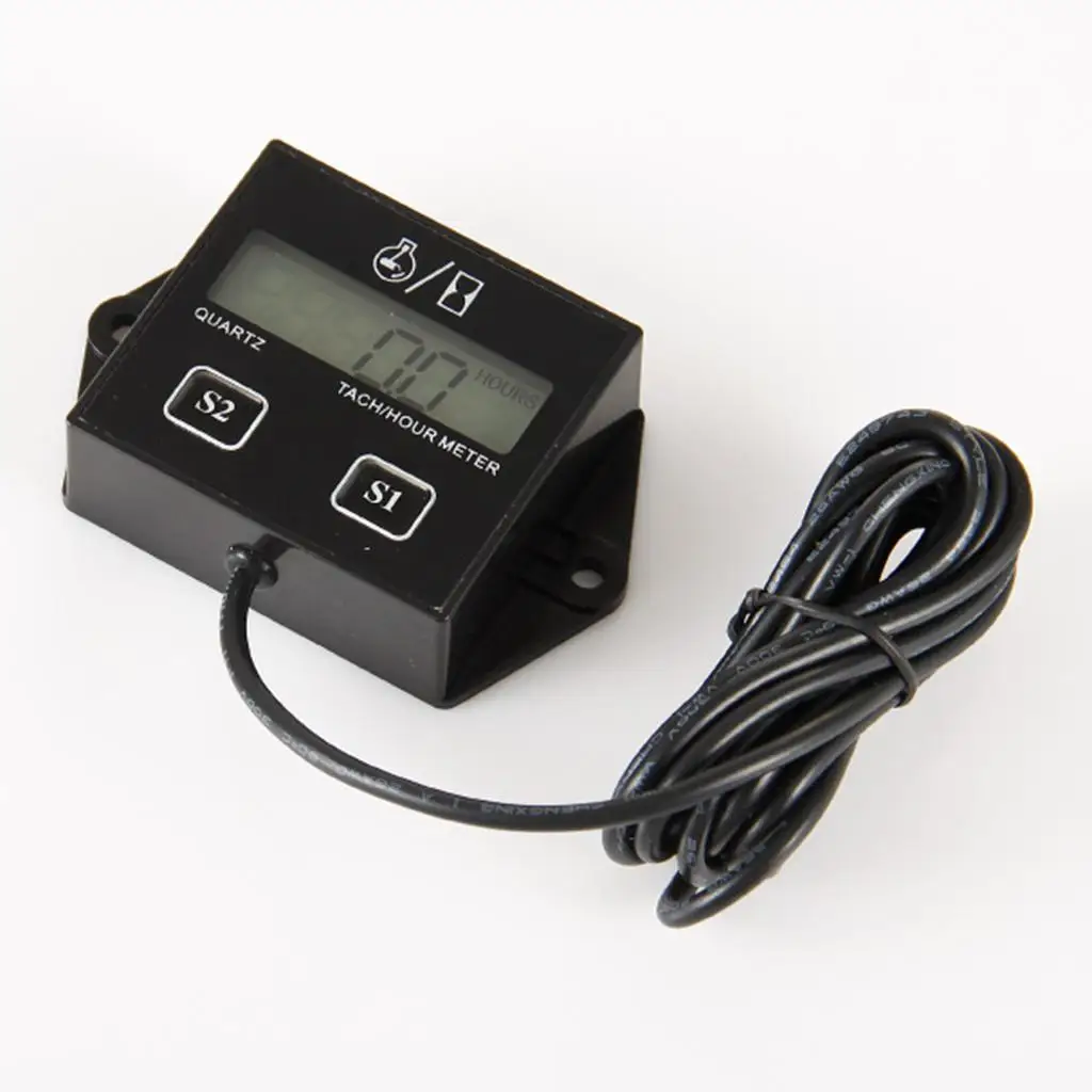 Digital Tach Hour Meter Tachometer Gauge Fits 2 Stroke & 4 Stroke Gas Engines