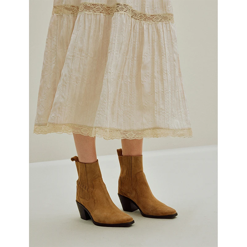 INMAN Crinkled Textureลูกไม้Midiกระโปรง 2025 ฤดูใบไม้ร่วงใหม่ผู้หญิงสํานักงานรีสอร์ทElasticเอวElegant |   กระโปรงอินเทรนด์เอวสูงสําหรับ