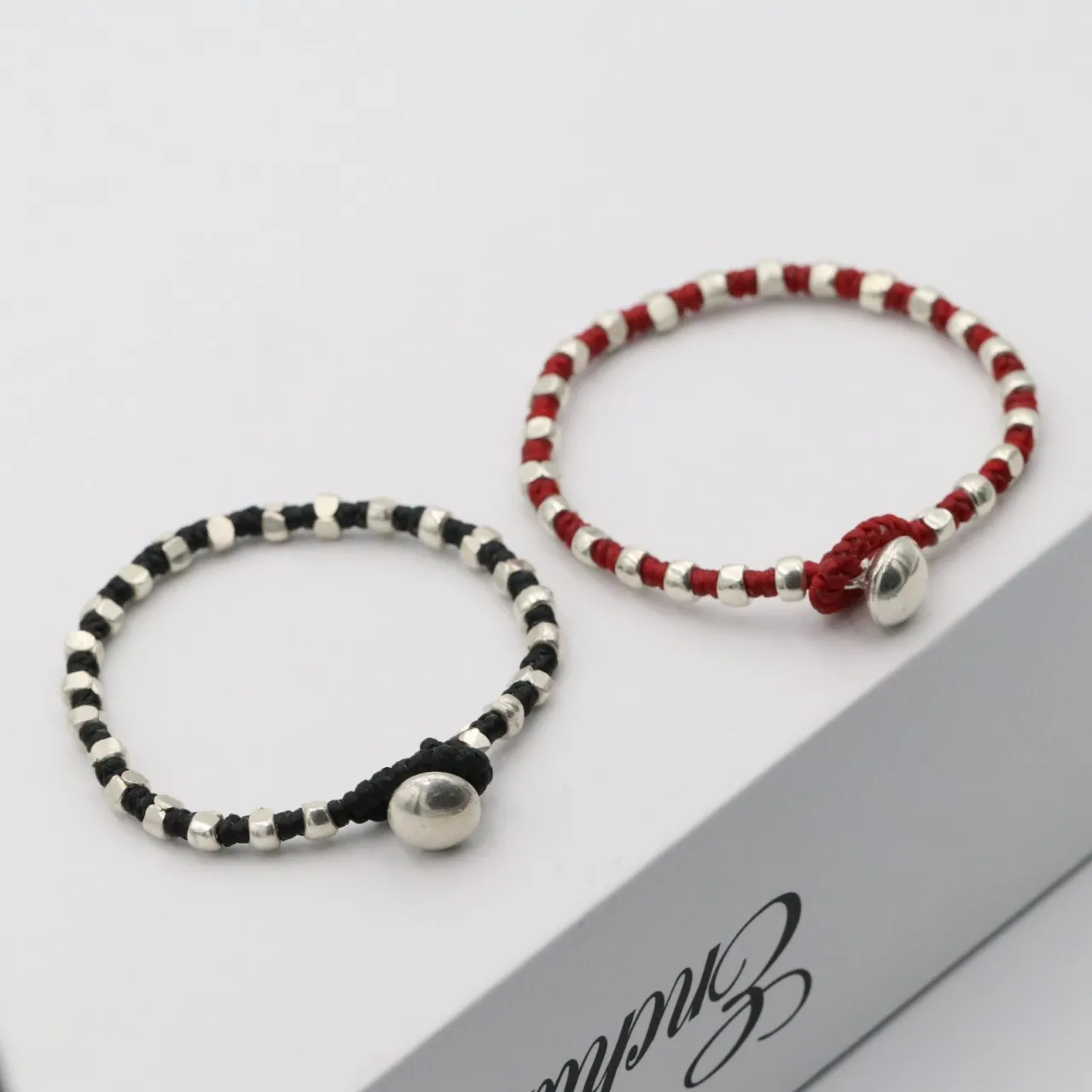 BOCAI New S925 Silver Jewelry DIY Vintage Hand-woven Wax Rope Irregular Square Beads Woman Bracelet