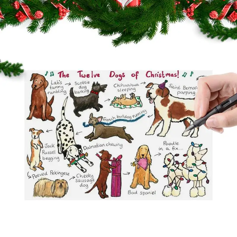 Pet Christmas Cards Cute Animal Pattern Cards Animal Pattern Greeting Supplies For Family Dog Lovers And Colleagues