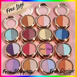 Custom Two-color Eyeshadow Palette Private Label Matte Pearlescent Glitter Delicate Non-flying Natural Powder Makeup Wholesale