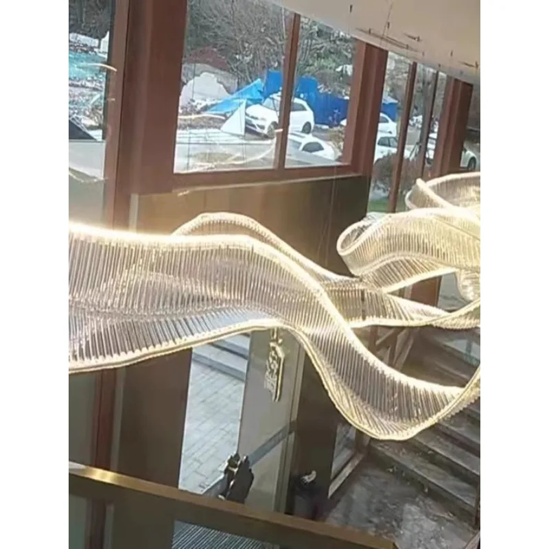 

Large art ribbon hotel lobby banquet hall decorative modeling lamp sales building