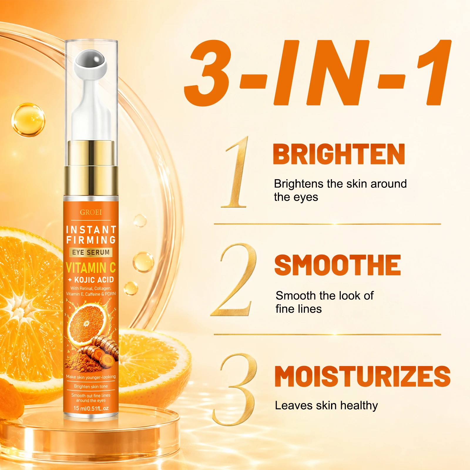 GROEI Vitamin C Kojic Acid Rol - огляд і ціна Caffeine Eye Serum
