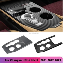 For Changan UNIK UNI-K Accessories 2021-2023 2024 Carbon Car Central Console Gear Shift Panel Frame Sticker Water Cup Cover Trim