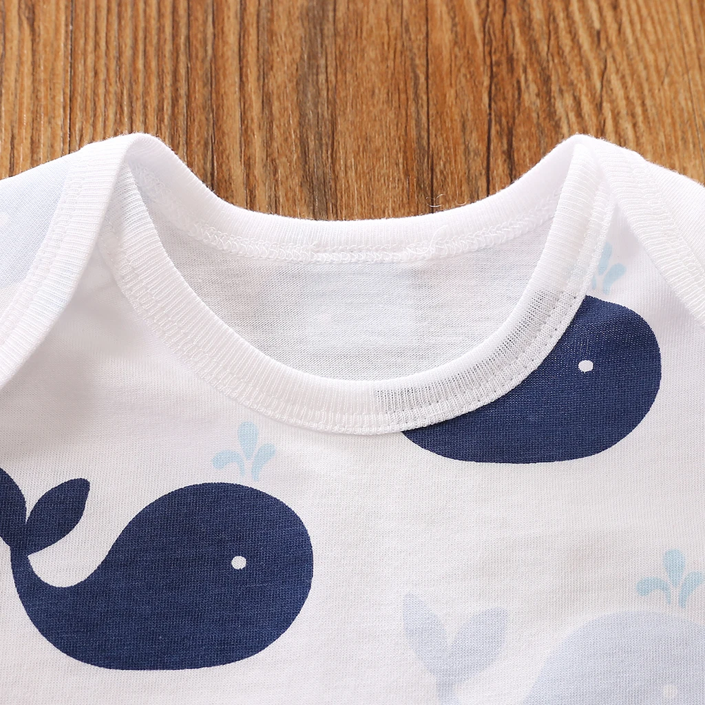 Newborn Boys And Girls Baby Jumpsuit Casual Cute Cartoon Fashion Whale Summer Comfortable Cotton Short Sleeved Baby Jumpsuit