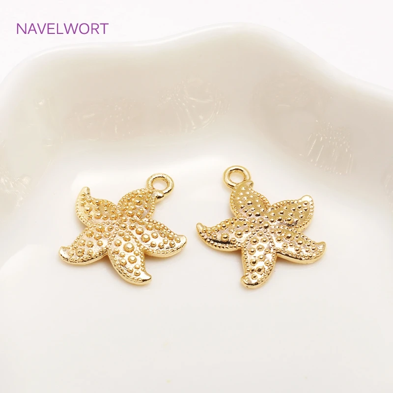 Trendy 14K Gold Plated Starfish Pendants Brass Metal Sea Style Starfish Charms Jewelry Creation DIY Jewelry Materials Wholesale