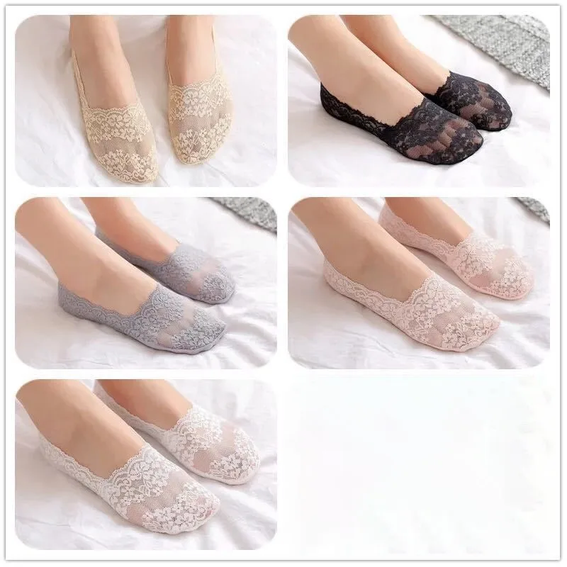 Socken Frauen kawaii Charme Spitze dünne Anti-Rutsch-Mode unsichtbare Frauen No-Show-Socken Söckchen Frau y101