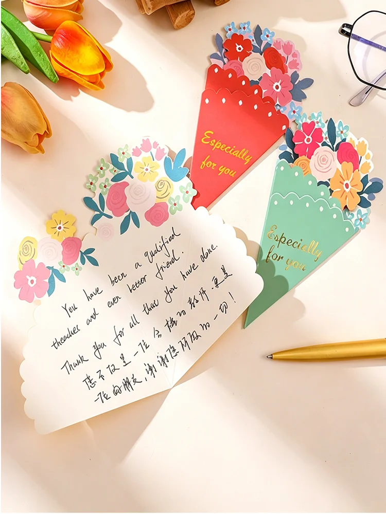 Pop-Up Flower Bouquet Greeting Card - Creative Flower Design, Best Wishes Card for Father's Day, Mother's Day, Birthday & Teache